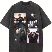 Michael Myers and Ghostface Vintage Washed T-Shirt in Black