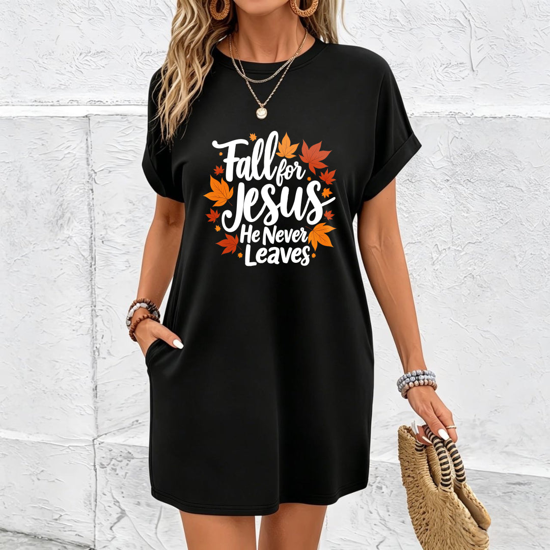 Autumn- Pajamas for a Christian Message Cotton T-Shirt in Black