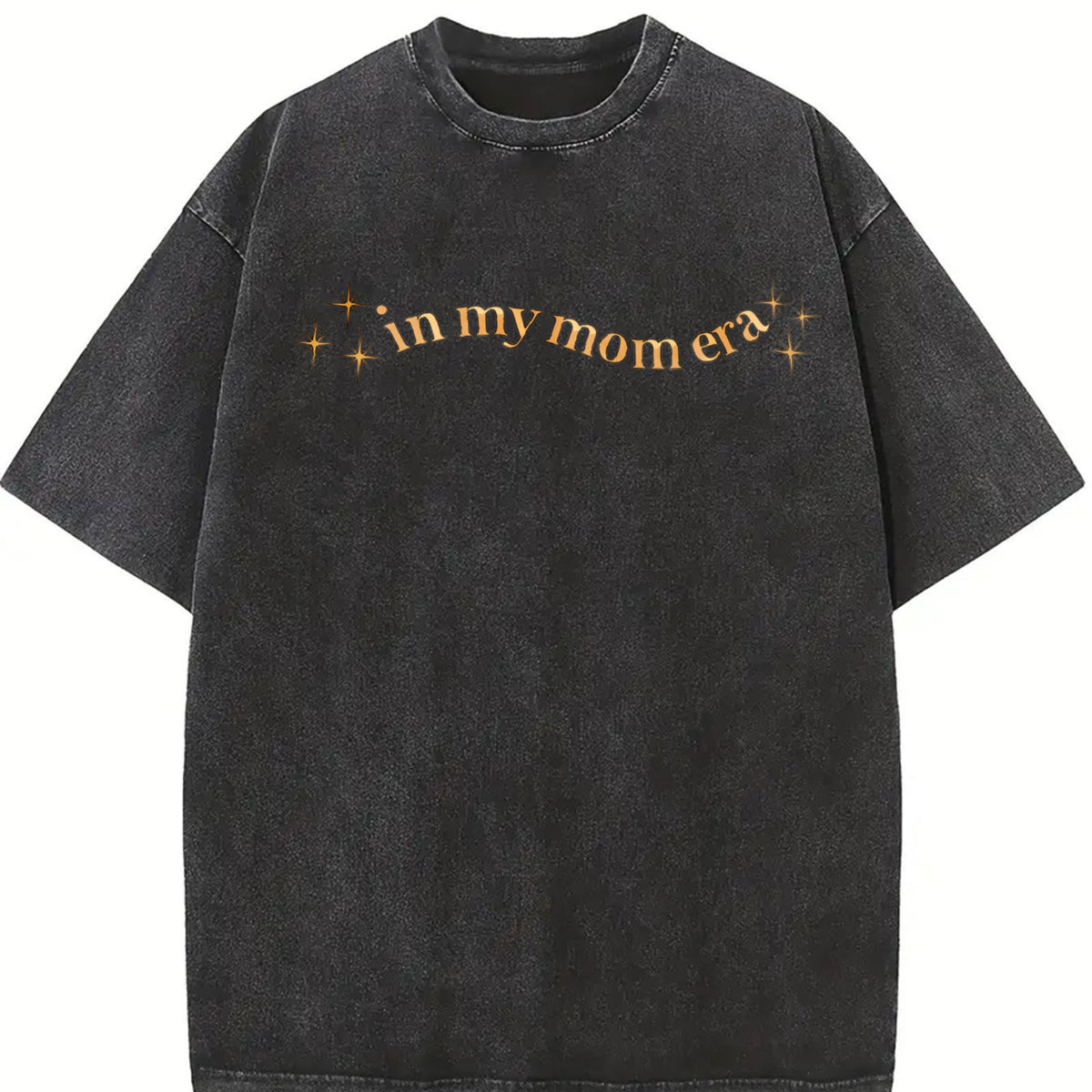 In My Mom Era Embroidered Vintage Washed T-Shirt in Black