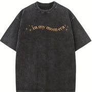In My Mom Era Embroidered Vintage Washed T-Shirt in Black