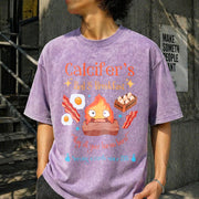 Howl’s Moving Castle Inspired Calcifer's Bed & Breakfast Vintage Washed T-Shirt in Purple