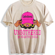 Unbothered Black Woman African American Afro Queen vintage washed oversized T-shirt in Beige