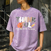 Thankful Teacher Fall Turkey Teacher Vintage Washed T-Shirt in Purple