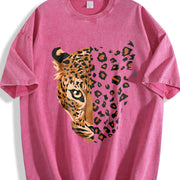 Ladies' Retro Imitation Old with Letter Printing Vintage Washed T-Shirt in Red