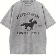 Kentucky Derby Grunge Toddler Vintage Washed T-Shirt in Gray