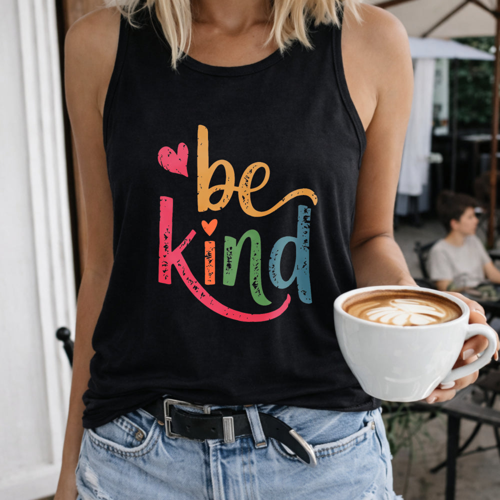 Be Kind Women's Color Cotton Tank Top in Black