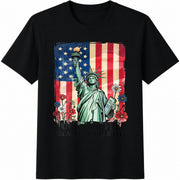 Land of the Free Because of the Brave Cotton T-Shirt in Black