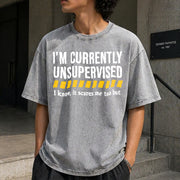 Saying Sarcastic Dad Vintage Washed T-Shirt in Gray