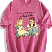 I've Seen Some Weird Stuff Tea Party Vintage Washed T-Shirt in Red