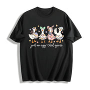 Just an Egg-cited Goose Cotton T-Shirt in Black