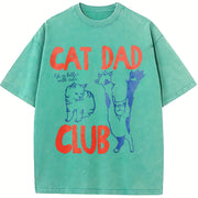 Cat Dad Club Cat Lover New Cat Dad vintage washed oversized T-shirt in Blue