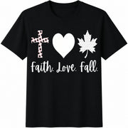 Faith Love Fall Cotton T-Shirt in Black