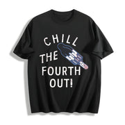 Chill the Fourth Out Fourth of July Popsicle Joke for Guys Cotton T-Shirt in Black