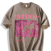 For Formal Urban Distressed Enthusiasts Vintage Washed T-Shirt in Brown