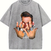 Tom 7 Rings Greatest Of All Time Football Soft vintage washed oversized T-shirt in Gray