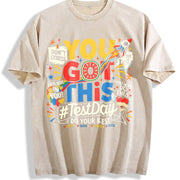 You Got This Test Day Vintage Washed T-Shirt in Beige