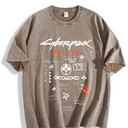 Wash Cyber Metal Phantom Liberty Video Game Metalhead Fan vintage washed oversized T-shirt in Brown