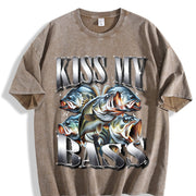 Kiss My Bass 90s Bootleg Rap Vintage Washed T-Shirt in Brown