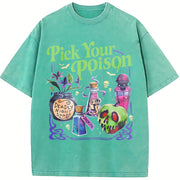 Pick Your Poison Halloween Potions vintage washed oversized T-shirt in Blue