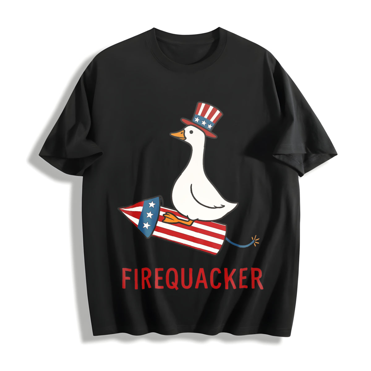 Firequacker 4th of July Cotton T-Shirt in Black