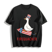 Firequacker 4th of July Cotton T-Shirt in Black