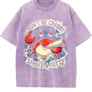 Don't Be Crabby Smoke a Fatty Vintage Washed T-Shirt in Purple