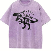 Auntie Saurus Dinosaur Vintage Washed T-Shirt in Purple