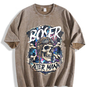 Boxer Skull Vintage Washed T-Shirt in Brown
