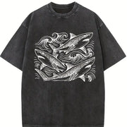 Sharks ® Ocean 90s Vintage Washed T-Shirt in Black