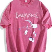 Retro New EVANESCENCE Band Christmas Retro Music vintage washed oversized T-shirt in Red
