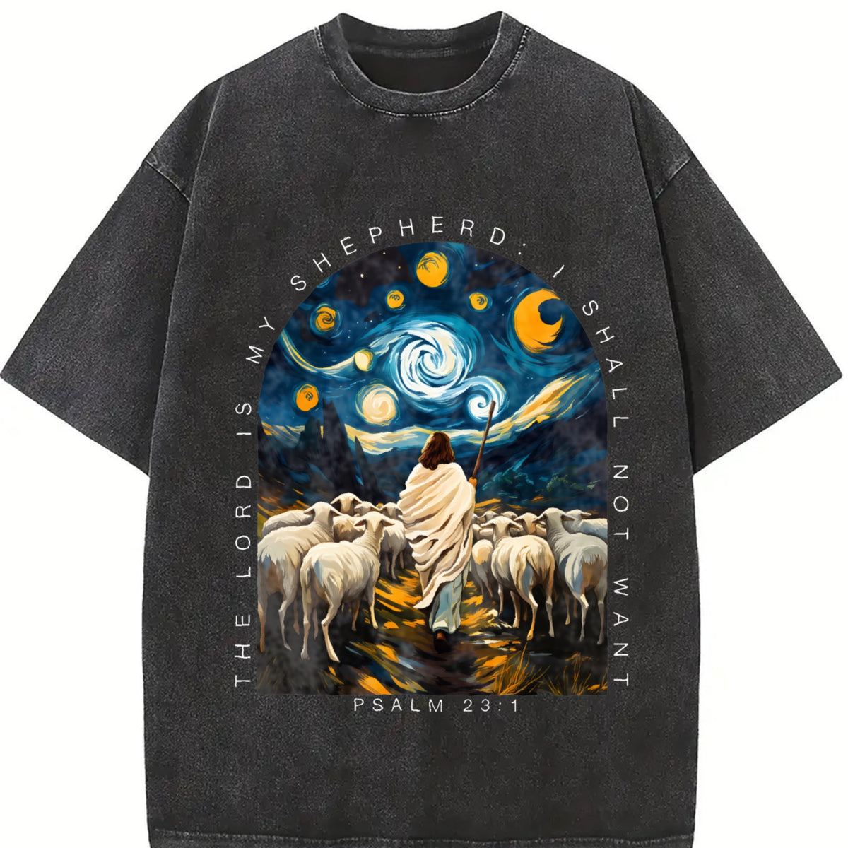 Good Shepherd Starry Night Vintage Washed T-Shirt in Black