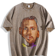 Bron And Luka LA Basketball vintage washed oversized T-shirt in Brown