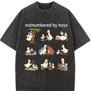 Outnumbered by Boys Goose Vintage Washed T-Shirt in Black