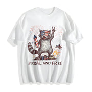Feral & Free Racoon Cotton T-Shirt in White