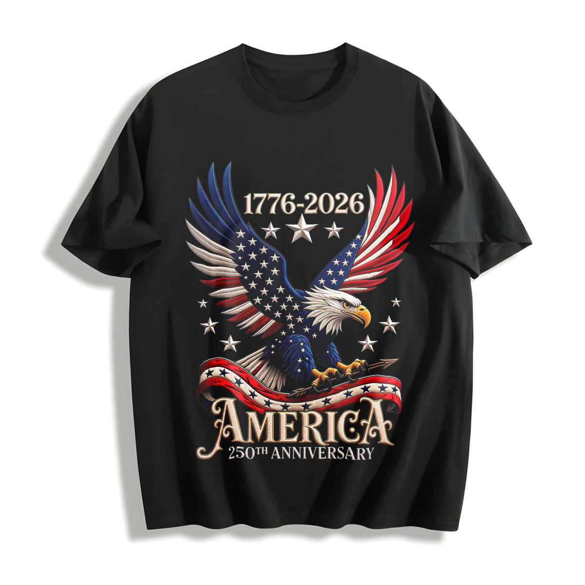 America 1776-2026 Cotton T-Shirt in Black