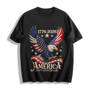 America 1776-2026 Cotton T-Shirt in Black