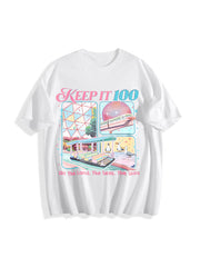 Keep It 100 the Land the Seas the Skies WDW Cotton T-Shirt in White