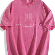 Christian Western Minimalist Vintage Washed T-Shirt in Red
