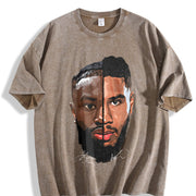 Brown And Tatum Duo Boston Basketball vintage washed oversized T-shirt in Brown