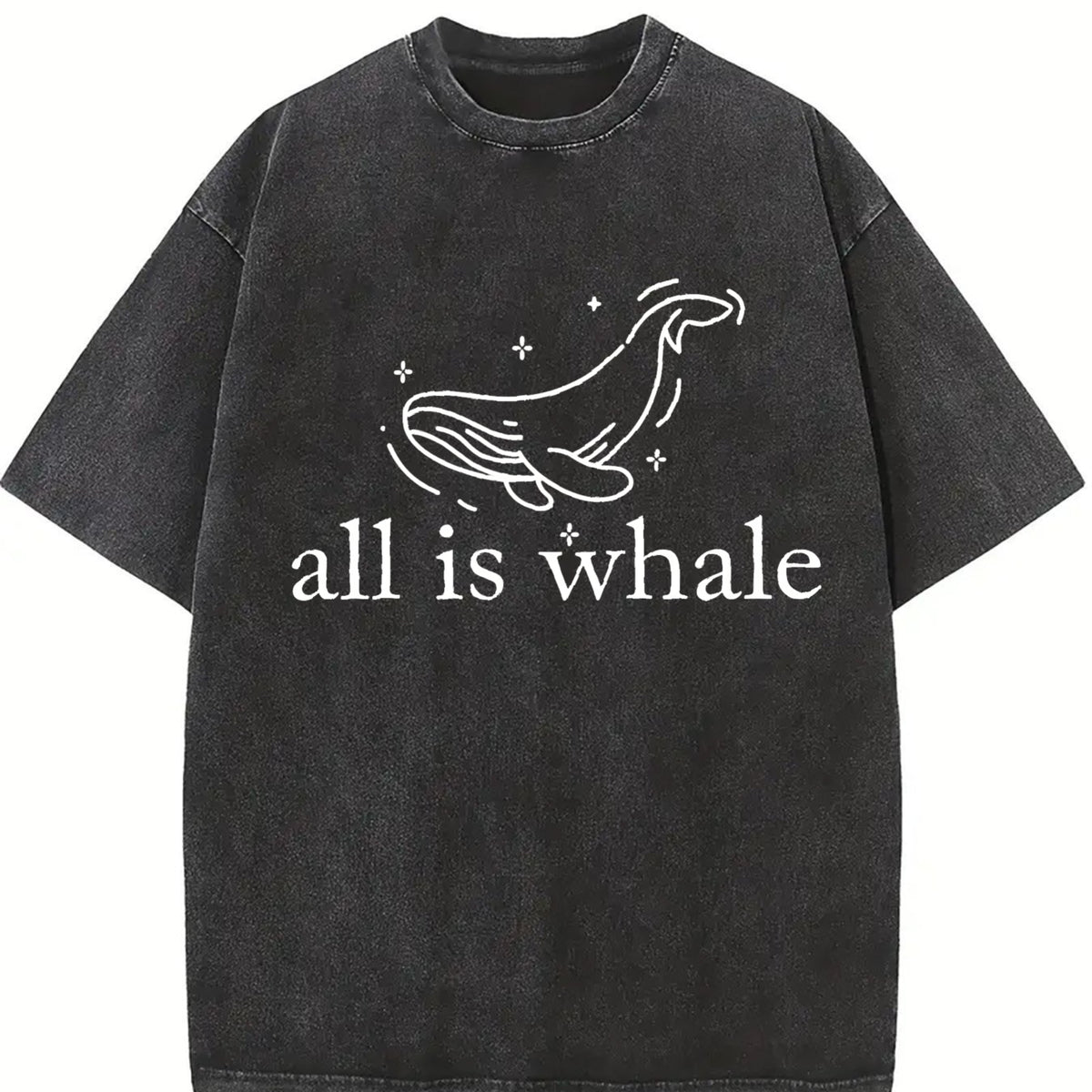 All Are Whale Problems Vintage Washed T-Shirt in Black