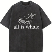 All Are Whale Problems Vintage Washed T-Shirt in Black