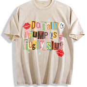 Anti Ice Wash # 100cottontee # DoubleSidedPrint # Vintage Washed T-Shirt in Beige