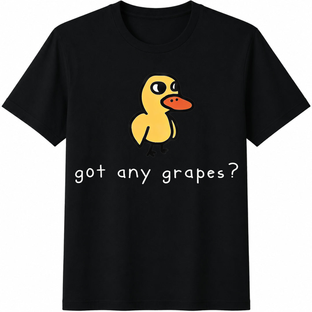 Teen Girl Cartoon Duck and Slogan for Girl Cotton T-Shirt in Black