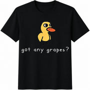 Teen Girl Cartoon Duck and Slogan for Girl Cotton T-Shirt in Black