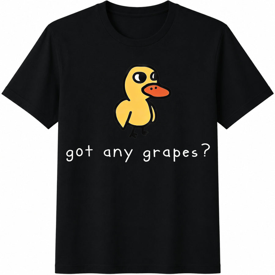 Teen Girl Cartoon Duck and Slogan for Girl Cotton T-Shirt in Black