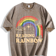 Reading Rainbow Retro Librarian Vintage Washed T-Shirt in Brown