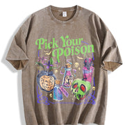 Pick Your Poison Halloween Potions vintage washed oversized T-shirt in Brown