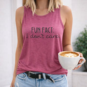 Fun Fact I Don't Care Crew-neck Sleeveless Vest Outdoor Women's Color Cotton Tank Top in Red