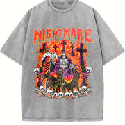 Nightmare Grim Reaper Hellhound Sleeveless Tank Vintage Washed T-Shirt in Gray