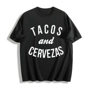 Tacos and Cervezas for Sarcastic Humor Classic Cinco De Cotton T-Shirt in Black